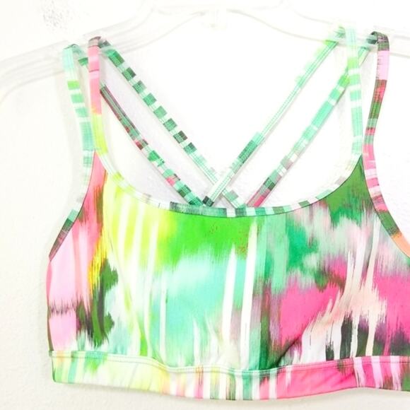 Athleta colorful watercolor strappy sports bra XS - Picture 5 of 10